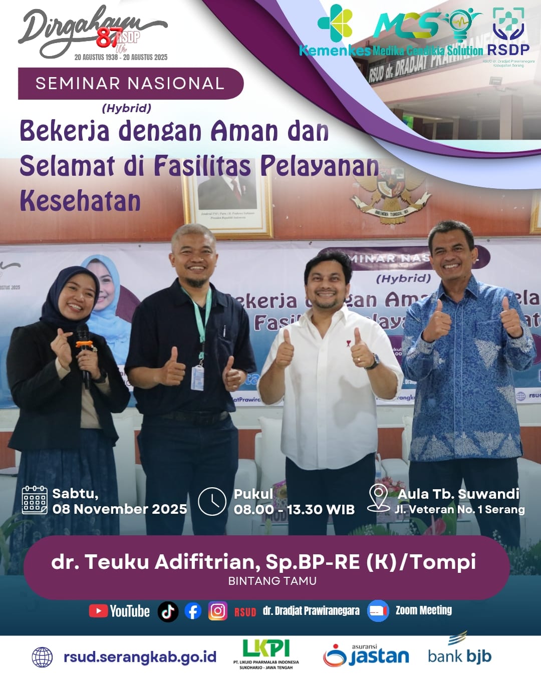 Seminar Nasional HUT RSDP ke-87 dihadiri Bintang Tamu Dokter Tompi